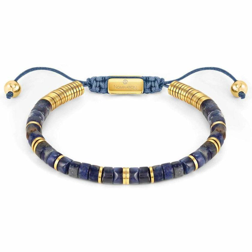 Bracelets | Mens INSTINCT Gold Coloured Cord Sodalite Drawstring Bracelet Bracelets Bracelets