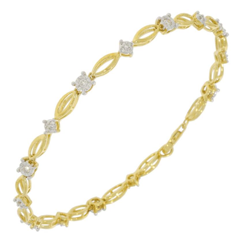 Bracelets | Womens 9ct Yellow Gold Fancy Diamond Bracelet 9ct Yellow Gold Bracelets