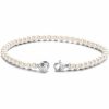 Bracelets | Womens Ladies White Beaded Pearl Sterling Silver Bracelet Bracelets Bracelets