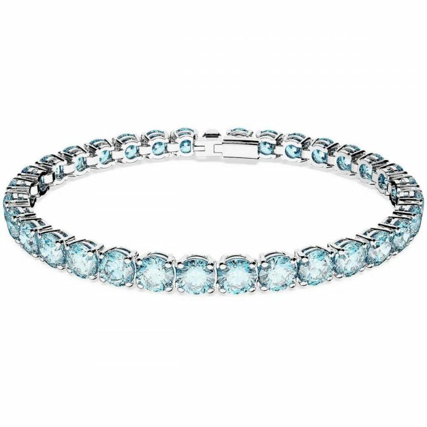 Bracelets | Womens Matrix Round Cut Rhodium Plated Blue Tennis Bracelet Bracelets Bracelets