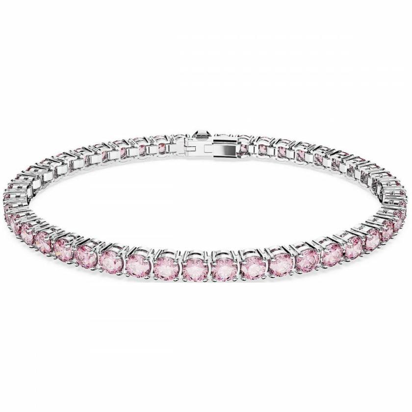 Bracelets | Womens Matrix Round Cut Rhodium Plated Pink Tennis Bracelet Bracelets Bracelets