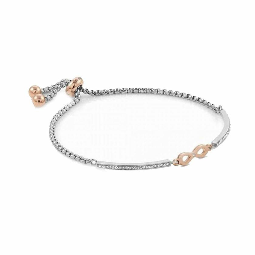 Bracelets | Womens MILLELUCI Steel & Rose Infinity Toggle Bracelet Bracelets Bracelets