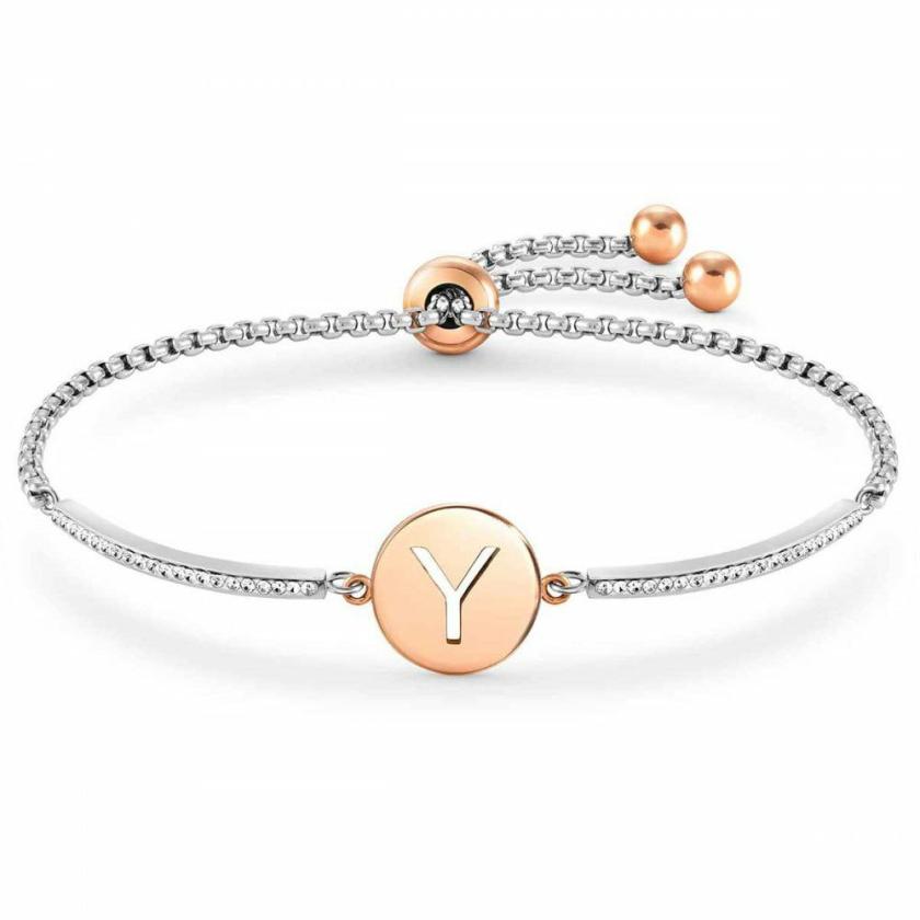 Bracelets | Womens MILLELUCI Steel & Rose Plated Initial Y Bracelet Bracelets Bracelets