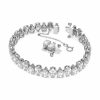 Bracelets | Womens Millenia Pear Cut Rhodium Plated Stone Set Bracelet Bracelets Bracelets