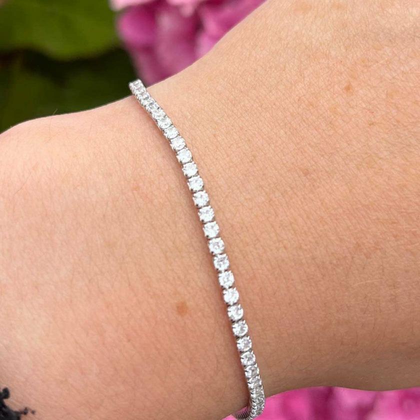 Bracelets | Womens Silver Stone Set Tennis Bracelet Bracelets Bracelets