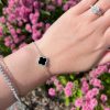 Bracelets | Womens Sterling Silver & Black Onyx Stone Set Flower Bracelet Bracelets Bracelets