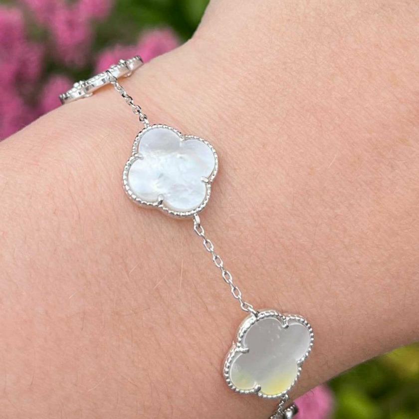 Bracelets | Womens Sterling Silver Mother of Pearl Flower Bracelet Bracelets Bracelets