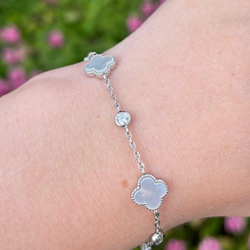 Bracelets | Womens Sterling Silver Mother of Pearl & Stone Set Flower Bracelet Bracelets Bracelets