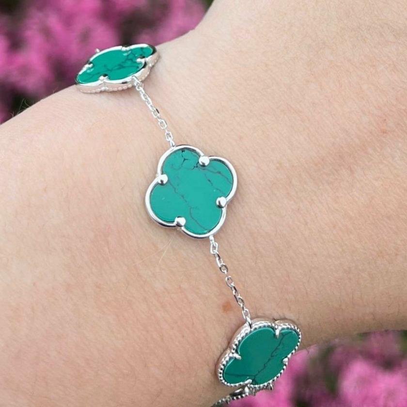 Bracelets | Womens Sterling Silver & Turquoise Flower Bracelet Bracelets Bracelets