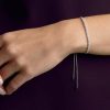 Bracelets | Womens Subtle Rhodium Plated Stone Set Toggle Bracelet Bracelets Bracelets