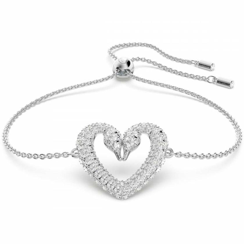 Bracelets | Womens Una Rhodium Plated Swan Heart Toggle Bracelet Bracelets Bracelets