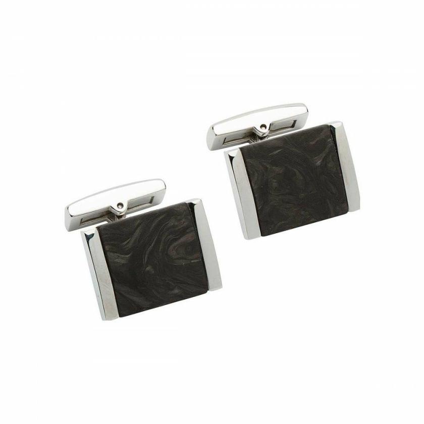 Cufflinks | Mens Gent’s Stainless Steel Black Carbon Fibre Inlay Cufflinks Cufflinks Cufflinks