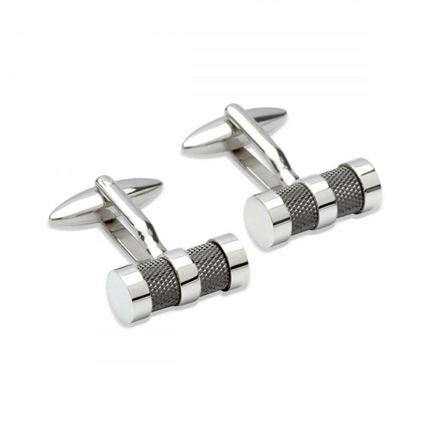 Cufflinks | Mens Gent’s Stainless Steel & Textured Gun Metal Cufflinks Cufflinks Cufflinks