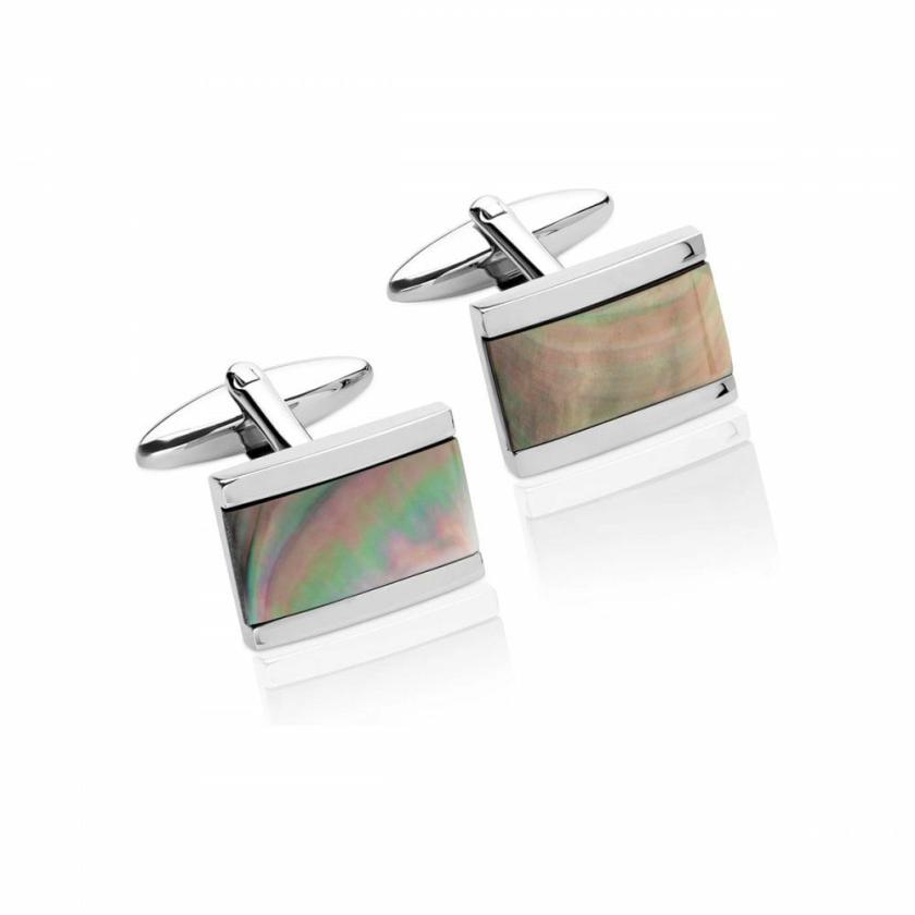 Cufflinks | Mens Stainless Steel Rectangle Grey Mother Of Pearl Cufflinks Cufflinks Cufflinks