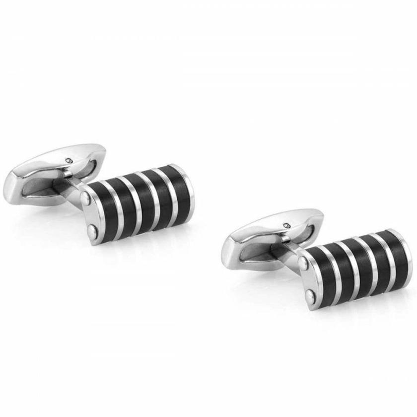 Cufflinks | Mens STRONG Gent’s Steel & Black PVD Striped Cufflinks Cufflinks Cufflinks