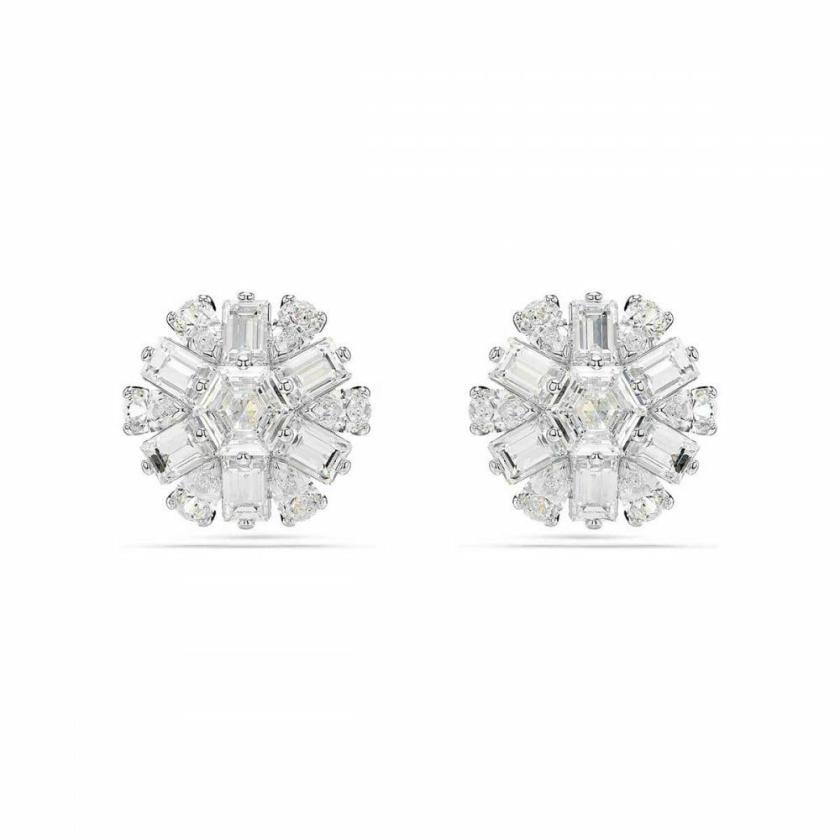 Earrings | Idyllia Mixed Cut Snowflake Rhodium Plated Stud Earrings Earrings Earrings