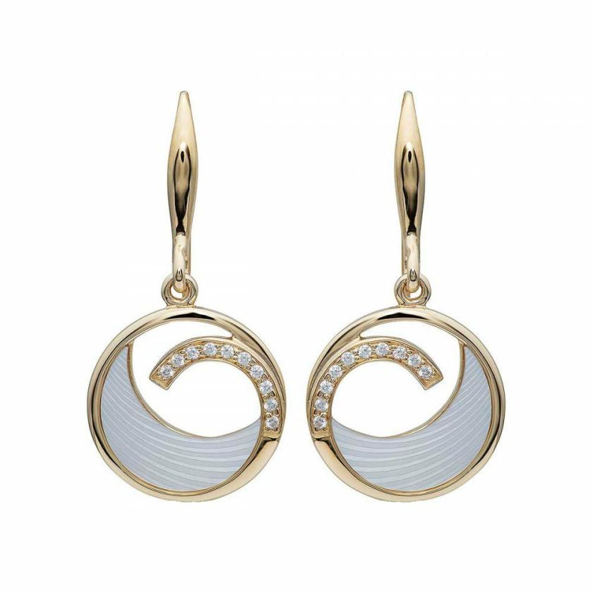 Earrings | Ladies Gold Plated Stone Set Swirl Drop Earrings Earrings Earrings