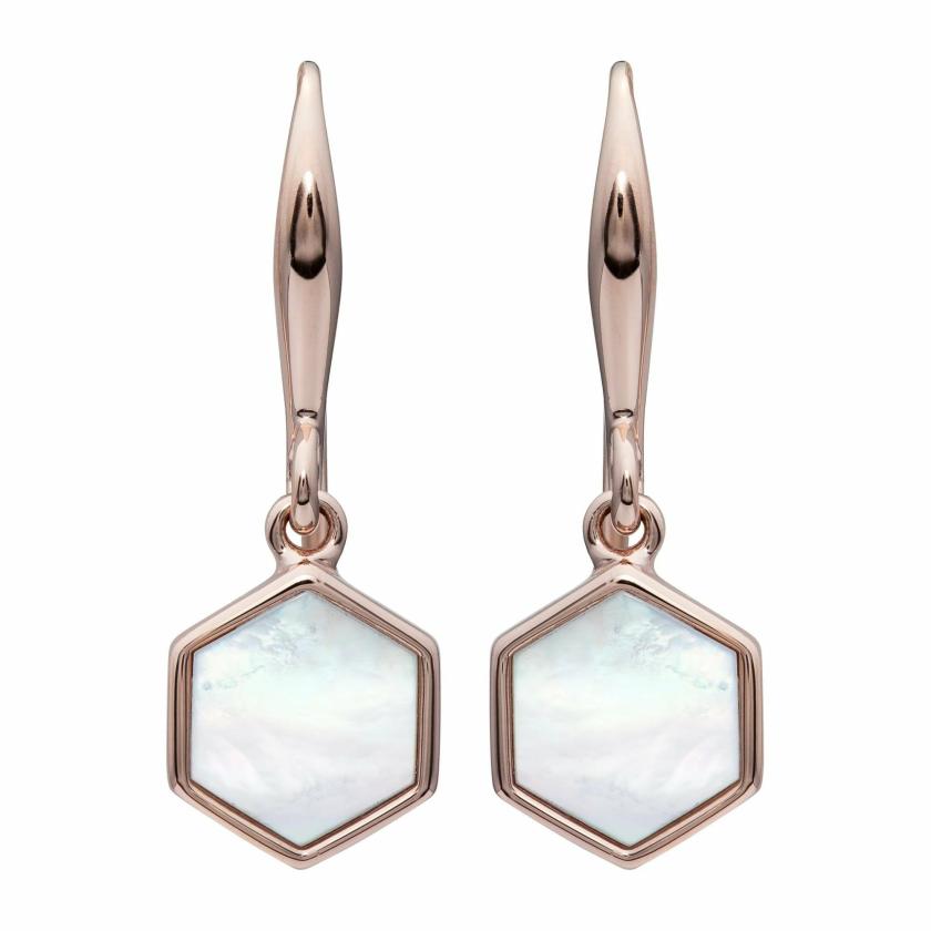 Earrings | Ladies Rose Gold Plated Hexagonal Drop Earrings Earrings Earrings