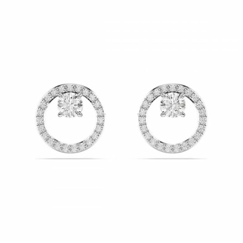 Earrings | Mens Constella Round Cut Rhodium Plated Circle Stud Earrings Earrings Earrings