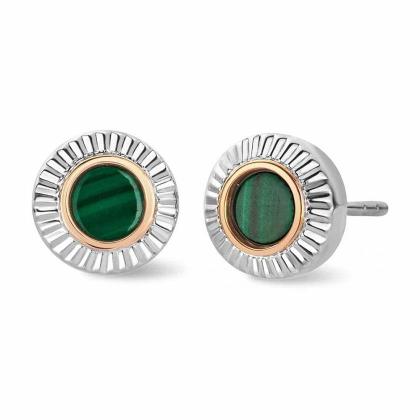 Earrings | Reflections of Padarn Malachite Earrings 9ct Rose Gold Earrings