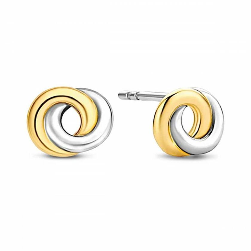 Earrings | Two Tone Mini Circle Studs Earrings Earrings