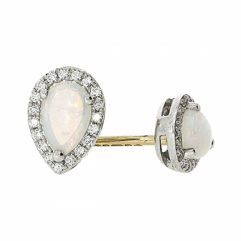 Earrings | Womens 18ct Diamond & Opal Pear Earrings 18ct Yellow Gold Earrings