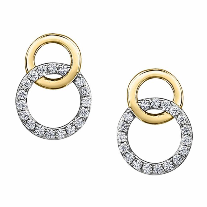 Earrings | Womens 9ct Gold Diamond Open Circle Earring Studs 9ct White Gold Earrings