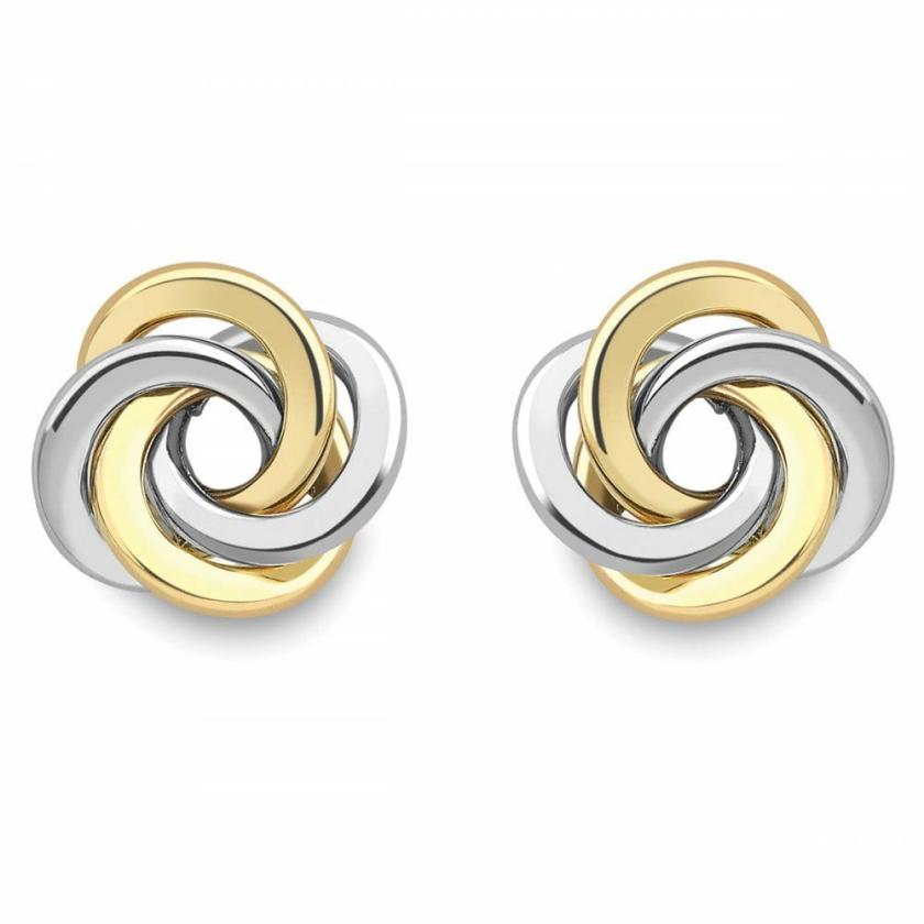 Earrings | Womens 9ct Gold Two Colour Knot Studs 9ct White Gold Earrings