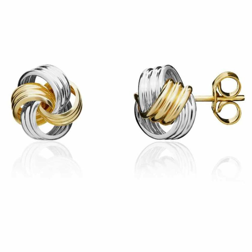 Earrings | Womens 9ct Gold Two Tone Loop Knot Earrings 9ct White Gold Earrings