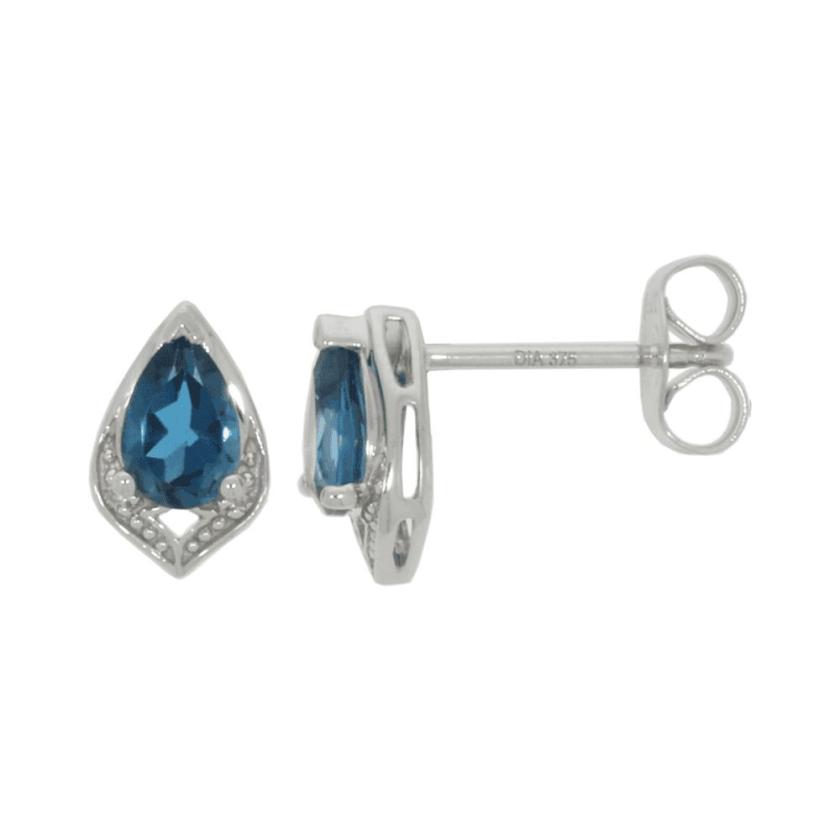 Earrings | Womens 9ct White Gold & Blue Topaz Earrings 9ct White Gold Earrings