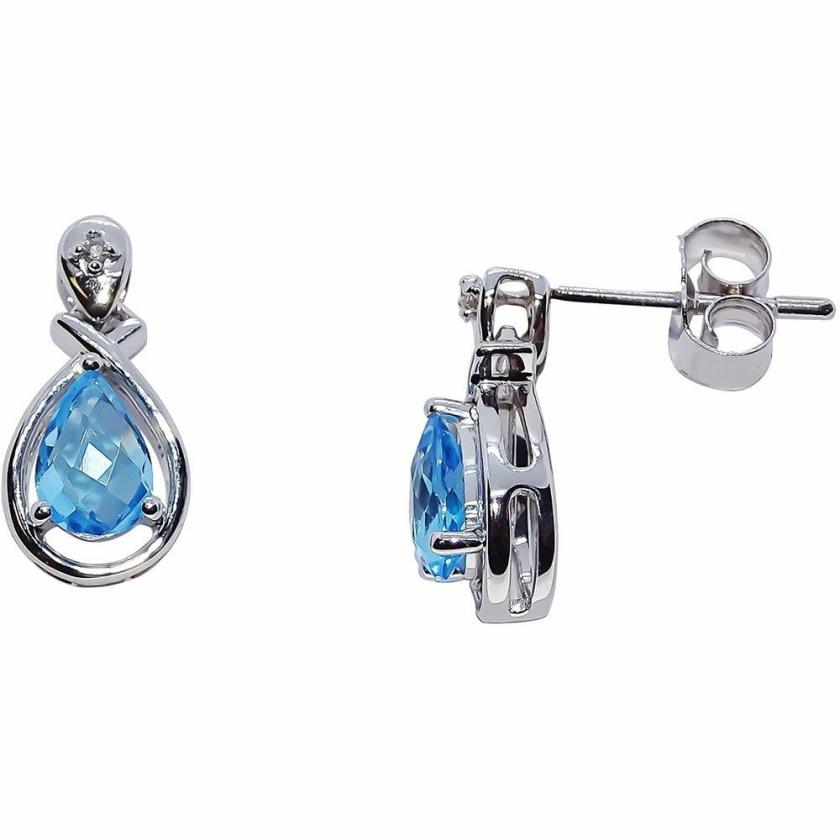 Earrings | Womens 9ct White Gold Blue Topaz Pear Drop Earrings 9ct White Gold Earrings