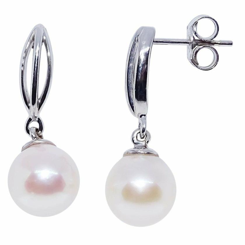 Earrings | Womens 9ct White Gold Cultured Pearl Drop Earrings 9ct White Gold Earrings