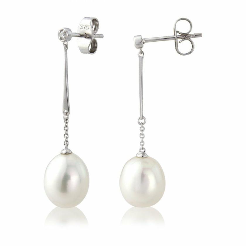 Earrings | Womens 9ct White Gold Diamond & Pearl Earrings 9ct White Gold Earrings