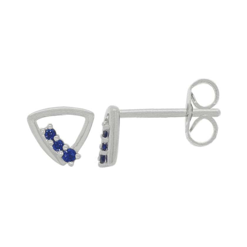 Earrings | Womens 9ct White Gold Open Sapphire Ear Studs 9ct White Gold Earrings