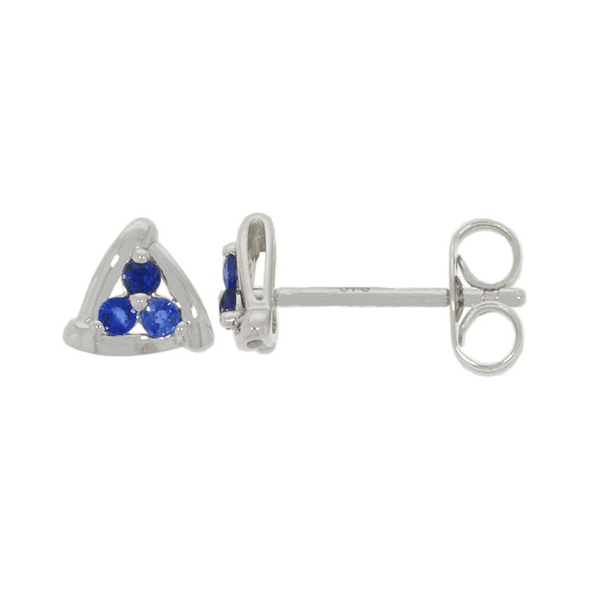 Earrings | Womens 9ct White Gold Sapphire Triangle Earrings 9ct White Gold Earrings