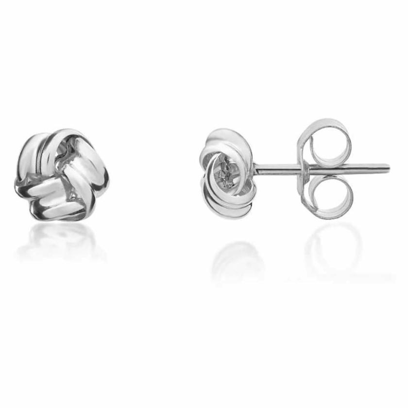 Earrings | Womens 9ct White Gold Small Knot Stud Earrings 9ct White Gold Earrings