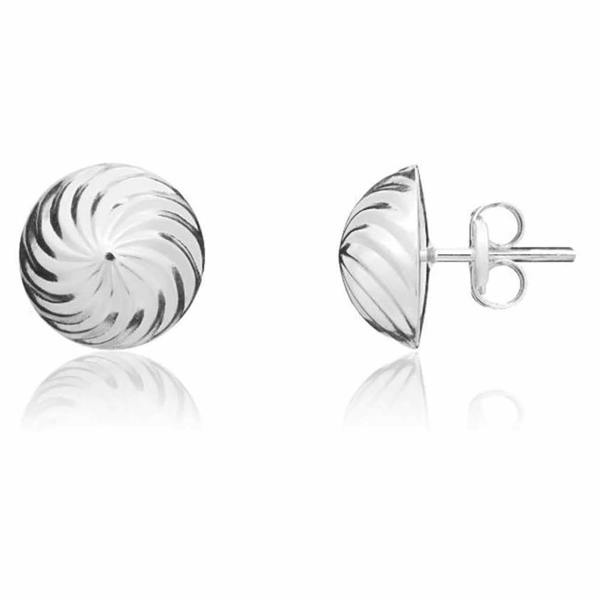 Earrings | Womens 9ct White Gold Swirl Button Stud Earrings 9ct White Gold Earrings