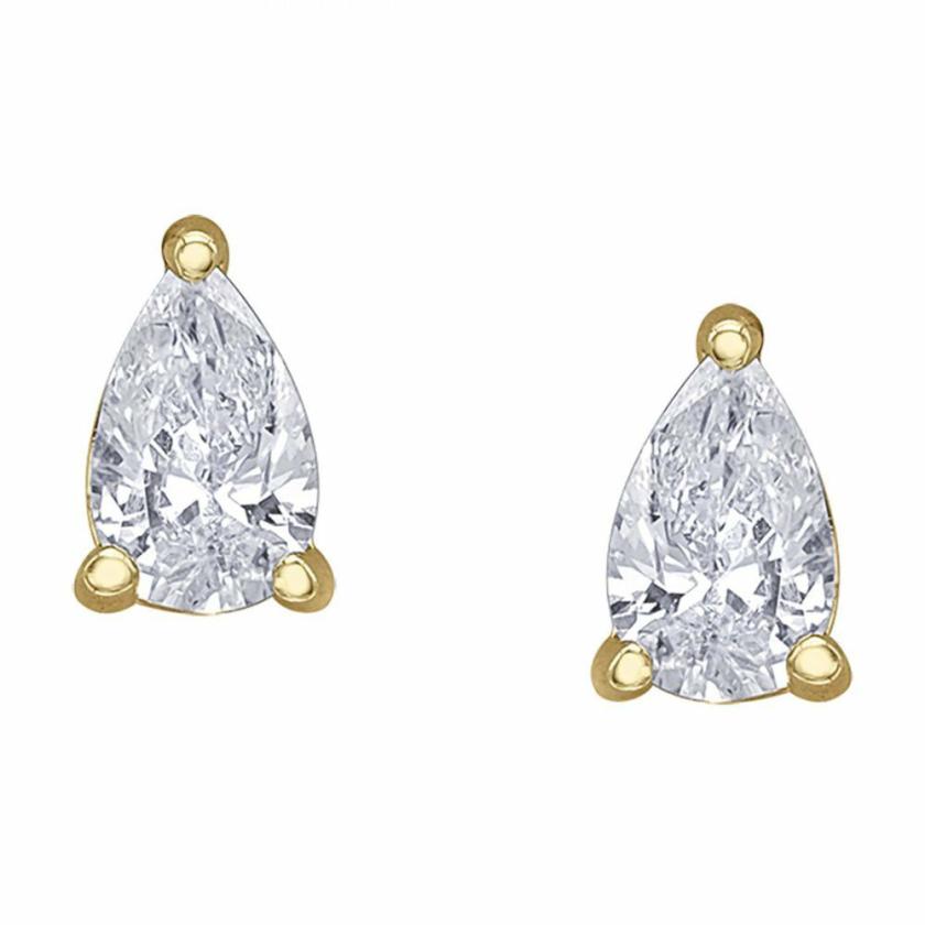 Earrings | Womens 9ct Yellow Gold 0.18ct Diamond Pear Studs 9ct Yellow Gold Earrings