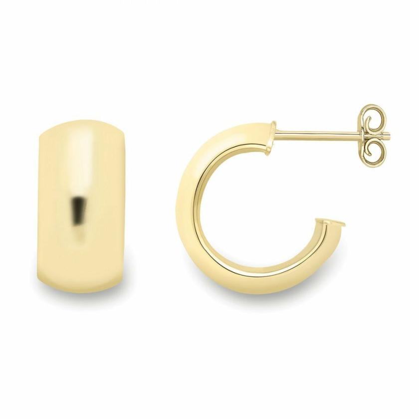 Earrings | Womens 9ct Yellow Gold 10mm Wide Huggie Hoops 9ct Yellow Gold Earrings