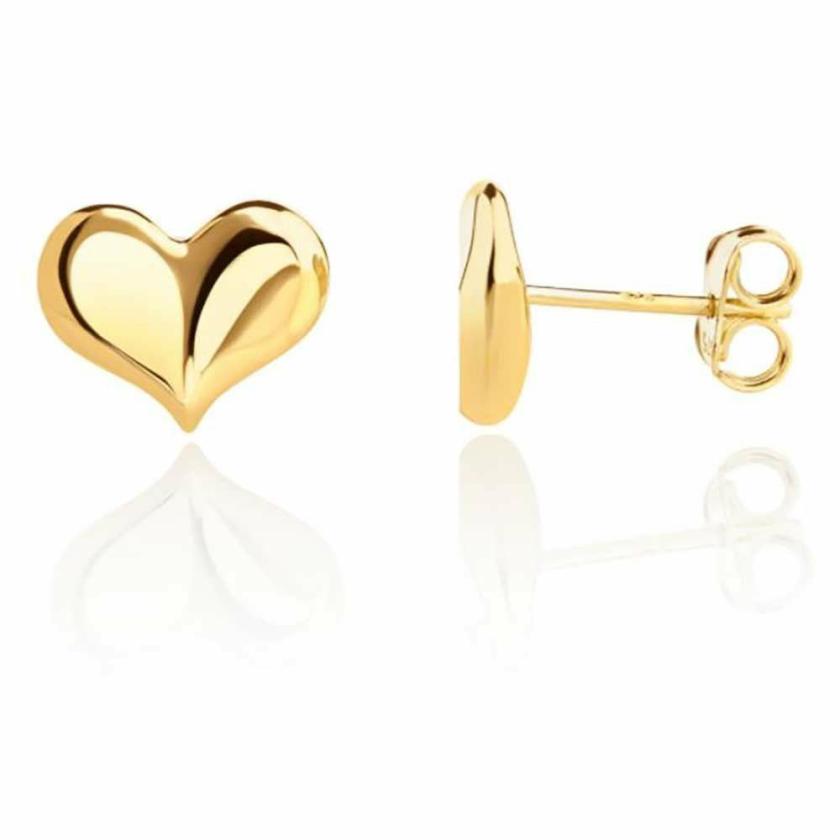 Earrings | Womens 9ct Yellow Gold 3D Curved Heart Earrings 9ct Yellow Gold Earrings