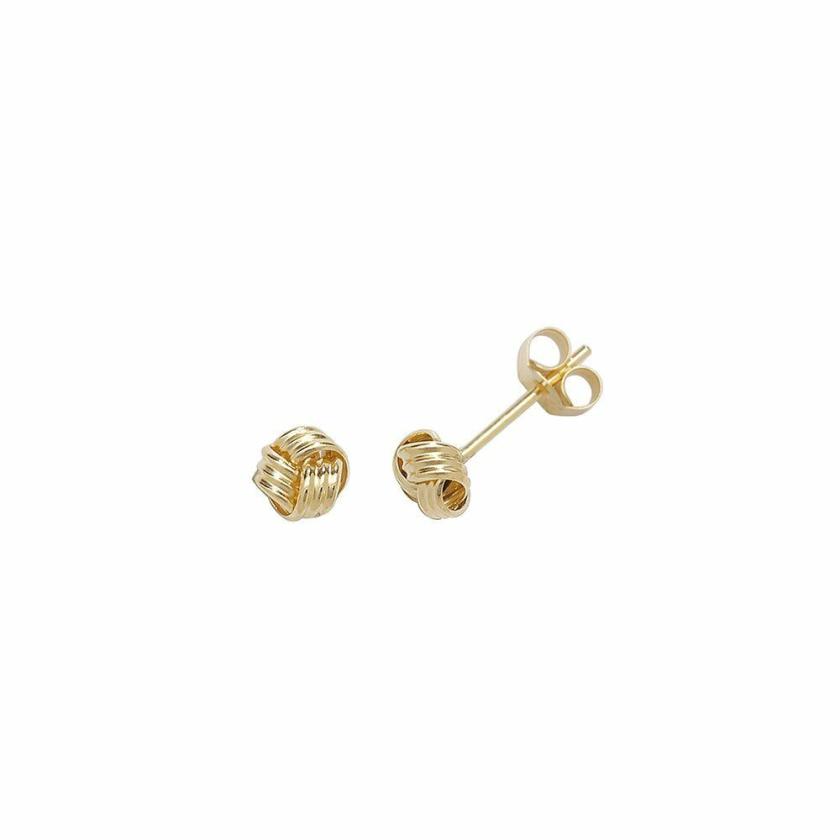 Earrings | Womens 9ct Yellow Gold Braided Knot Earring Studs 9ct Yellow Gold Earrings