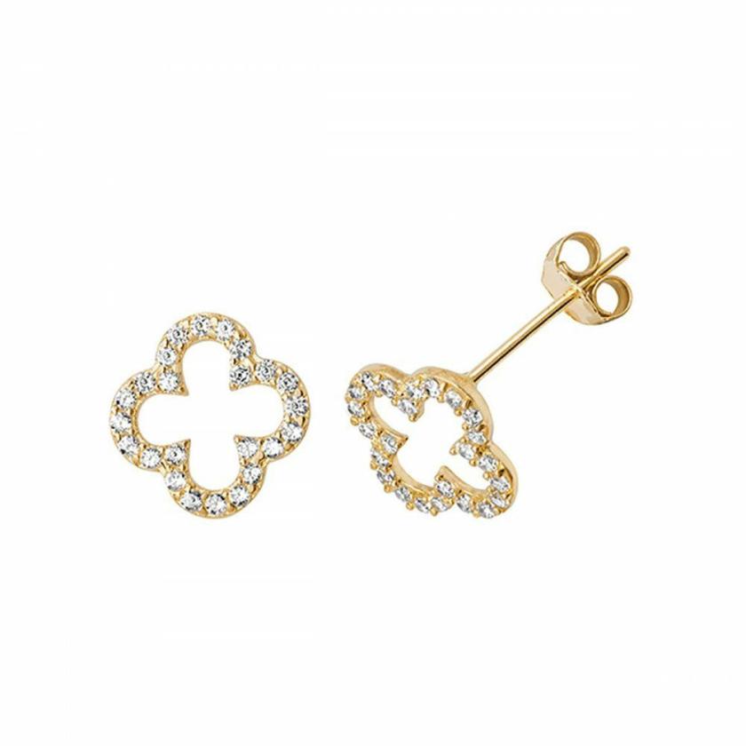 Earrings | Womens 9ct Yellow Gold Clover Stud Earrings 9ct Yellow Gold Earrings