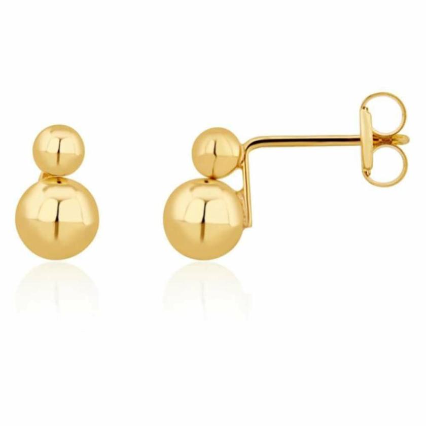 Earrings | Womens 9ct Yellow Gold Double Ball Stud Earrings 9ct Yellow Gold Earrings