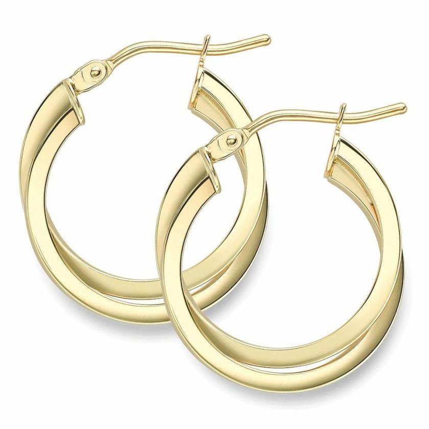 Earrings | Womens 9ct Yellow Gold Entwined Hoop Earrings 9ct Yellow Gold Earrings