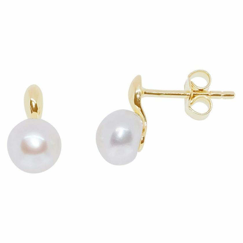 Earrings | Womens 9ct Yellow Gold Freshwater Pearl Earring Studs 9ct Yellow Gold Earrings