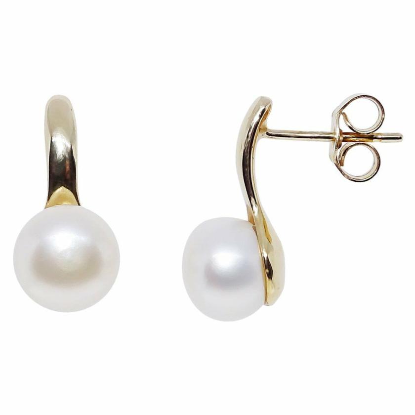 Earrings | Womens 9ct Yellow Gold Freshwater Pearl Earrings 9ct Yellow Gold Earrings