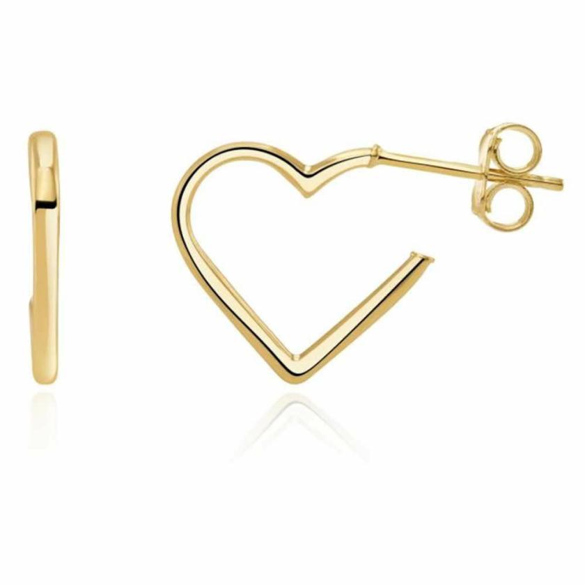 Earrings | Womens 9ct Yellow Gold Heart Hoop Earrings 9ct Yellow Gold Earrings