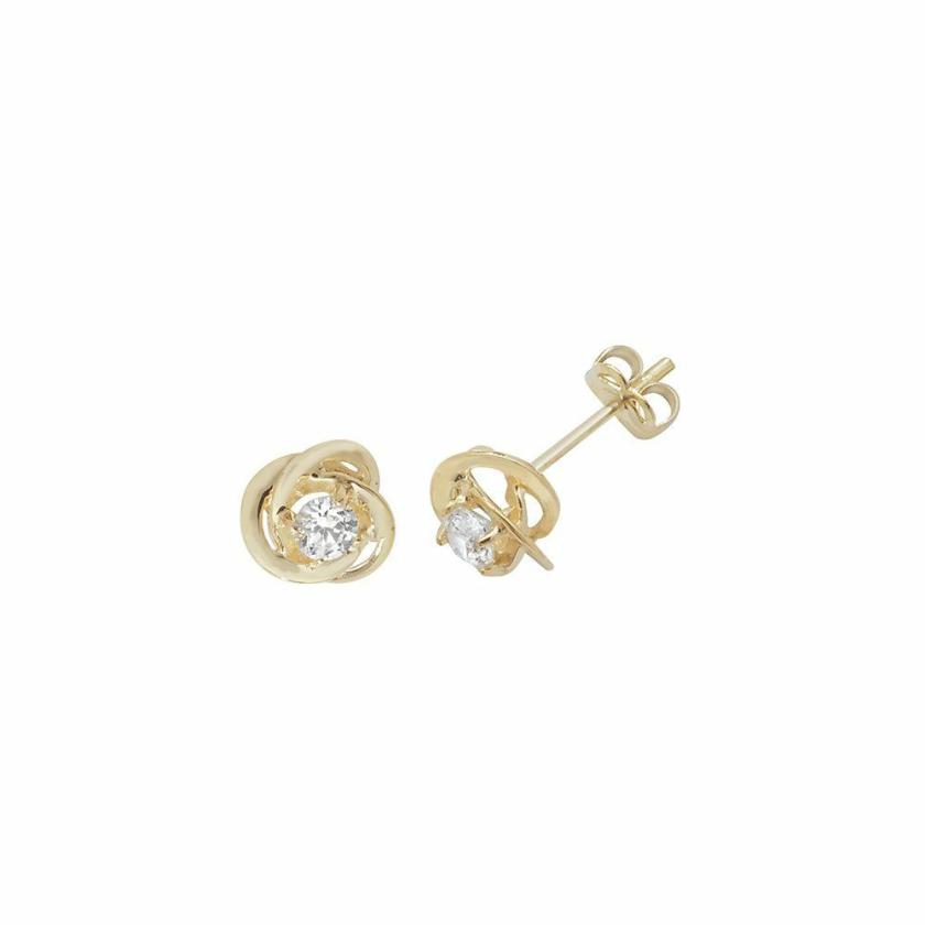 Earrings | Womens 9ct Yellow Gold Interlocking Stone Set Earrings 9ct Yellow Gold Earrings