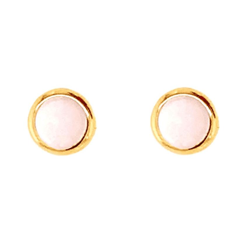 Earrings | Womens 9ct Yellow Gold Mother Of Pearl Round Studs 9ct Yellow Gold Earrings