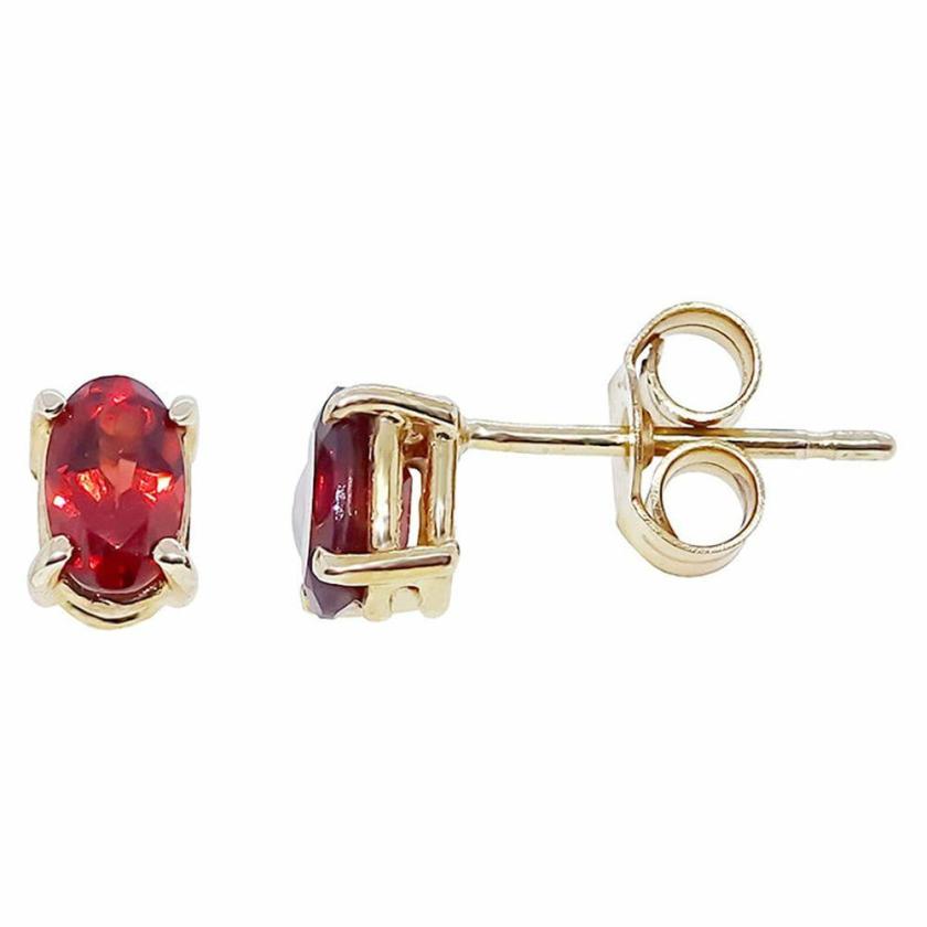 Earrings | Womens 9ct Yellow Gold Oval Garnet Earring Studs 9ct Yellow Gold Earrings